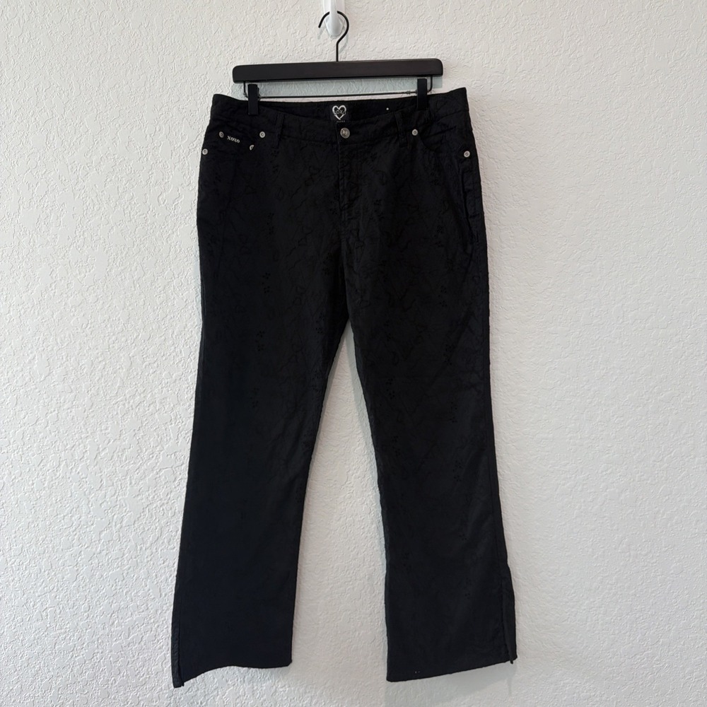 XOXO Y2K Early 2000s Black Eyelet Embroidery Goth Fall Pants Size 13/14